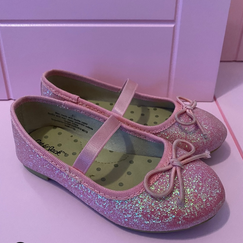 Toddler girl Pink glitter slip ons-Sz 7